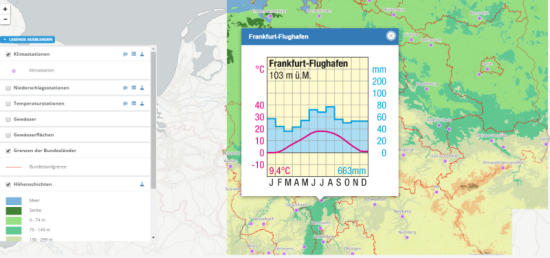 Diercke WebGIS Kartendienst - Klima und klimatische Gegensätze in Deutschland