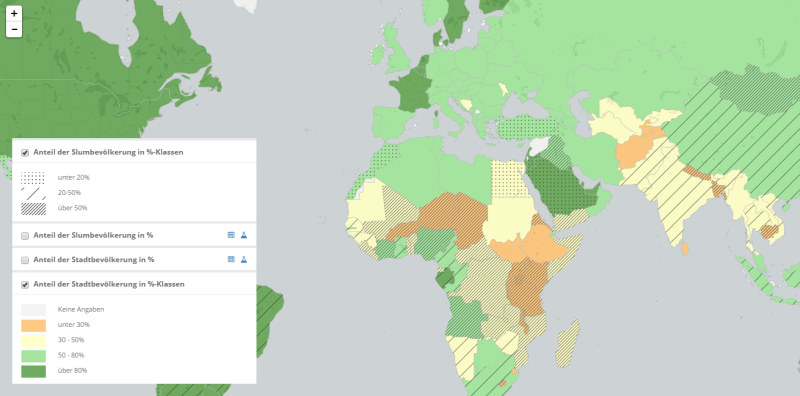 Diercke WebGIS Kartendienst - Verstädterung in den Ländern der Erde