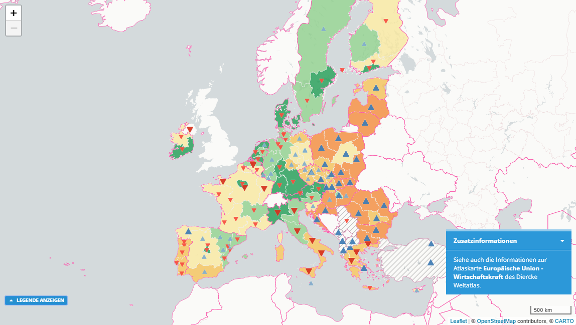 Diercke WebGIS Kartendienst - Europa, Wirtschaftskraft in der Europäischen Union