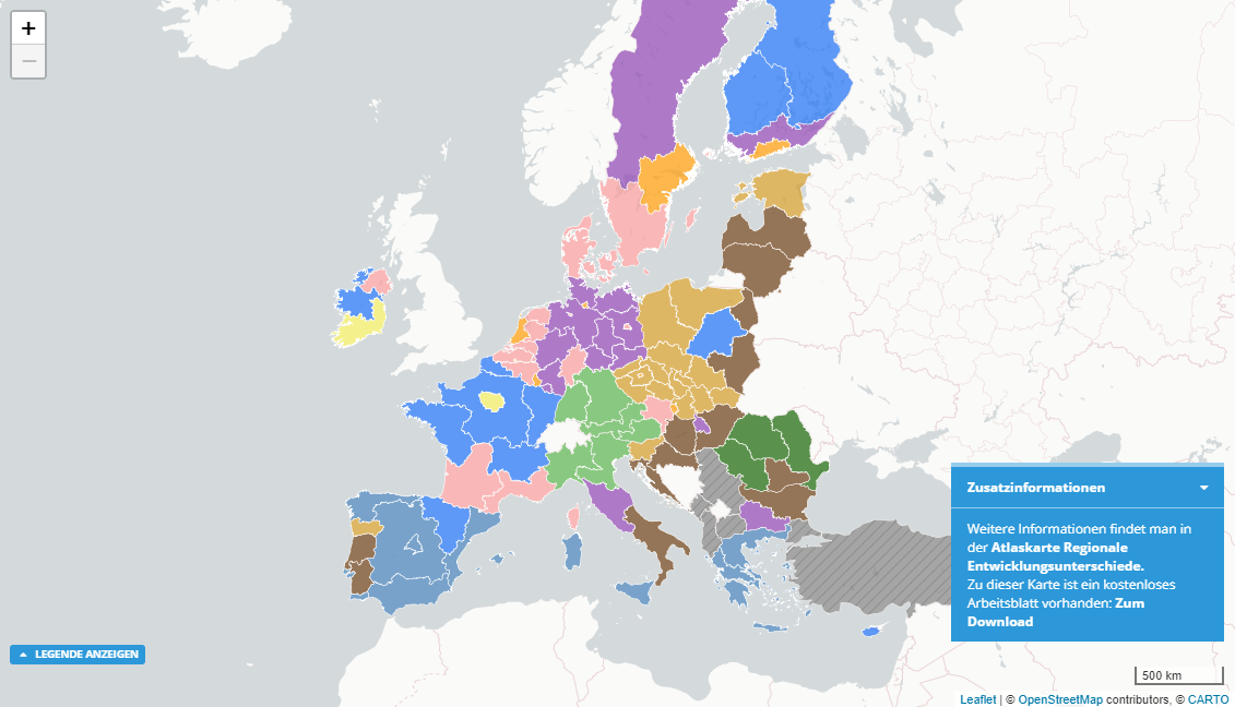 Diercke WebGIS Kartendienst - Regionale Entwicklungsunterschiede in der Europäischen Union